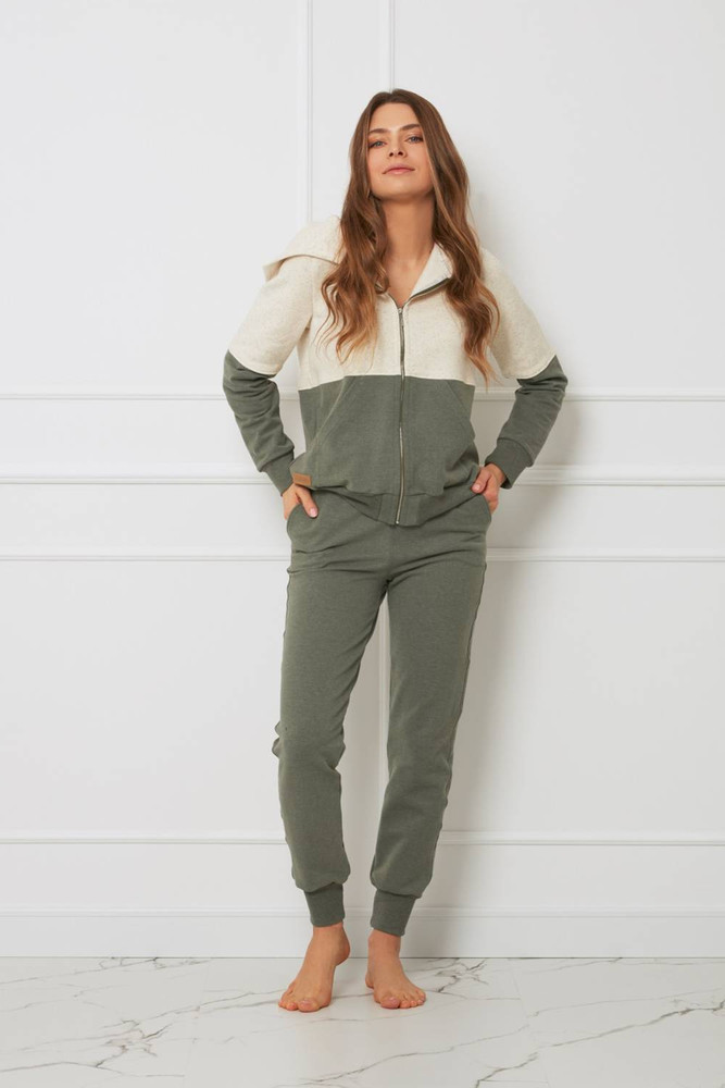 Bluza damska - organiczna bawełna OH!ZUZA N&D H03- kremowo/zielona