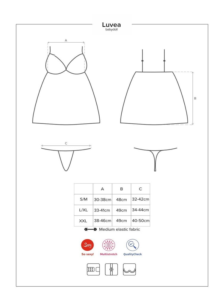 Komplet Luvae babydoll i stringi - czarne - Obsessive