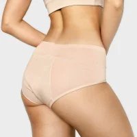 Majtki menstruacyjne z niskim stanem - beżowe - chłonność MEDIUM