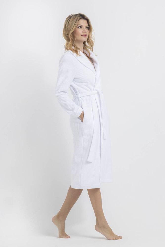 Szlafrok - bawełniany plus size OH!ZUZA N&D R01 - śnieżna biel