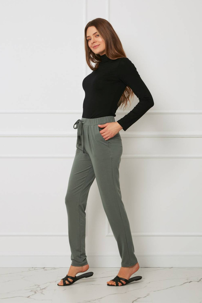 Spodnie - z kokardką plus size tencel OH!ZUZA N&D H25 - zielone