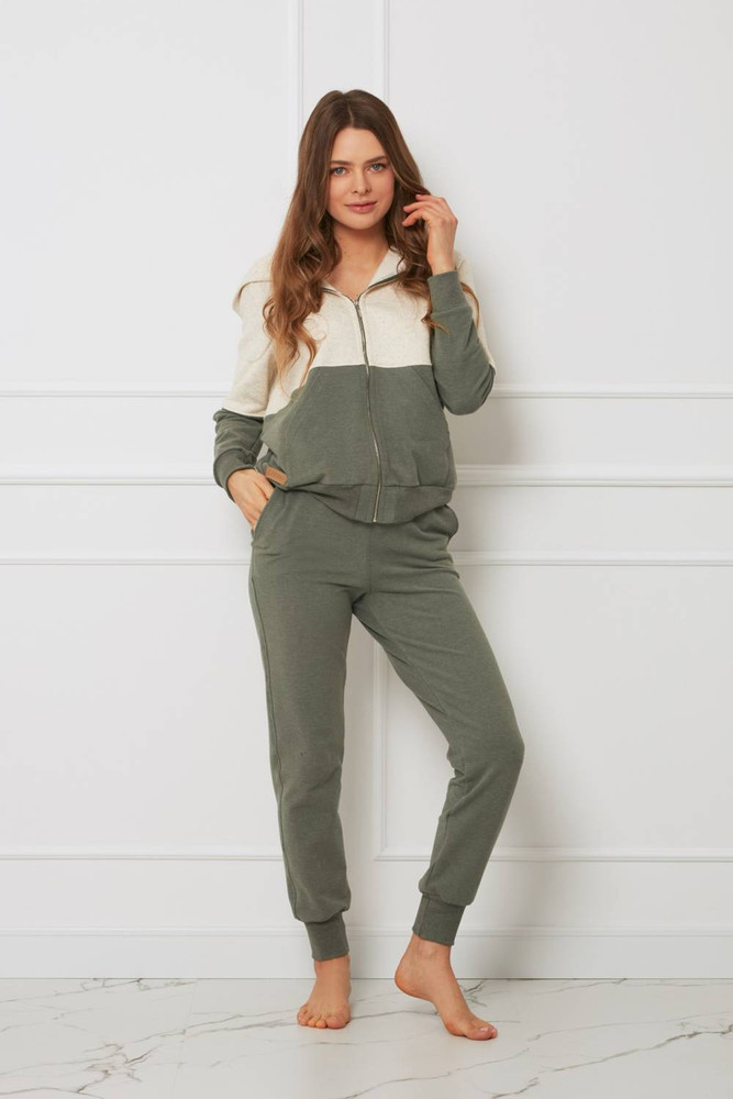 Bluza damska - plus size organiczna bawełna OH!ZUZA N&D H03- kremowo/zielona