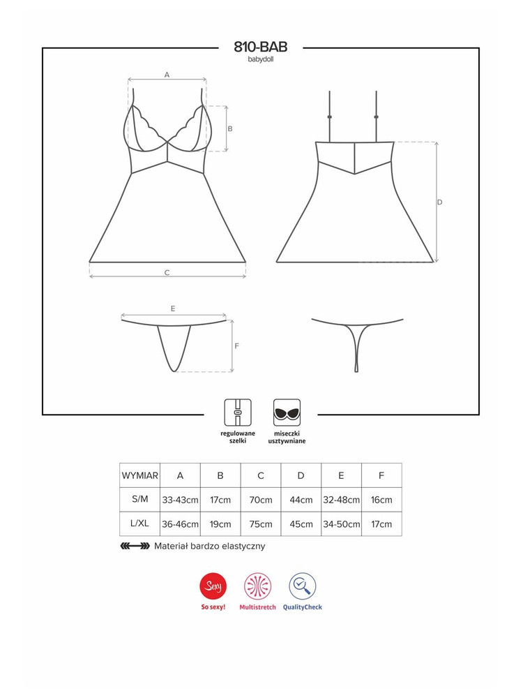 810-BAB-2 babydoll biały Obsessive