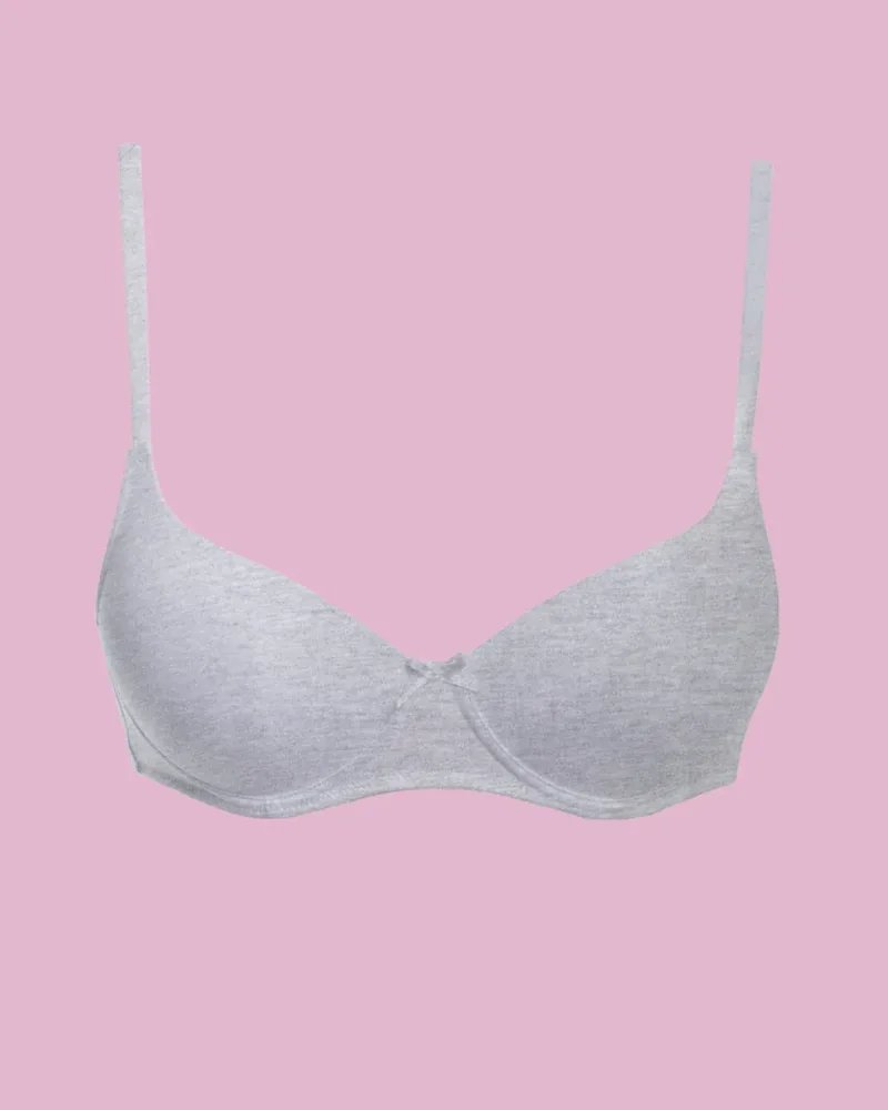 Key My First Bra TBM 120 bawełniany biustonosz dla nastolatek bez fiszbin - szary melanż