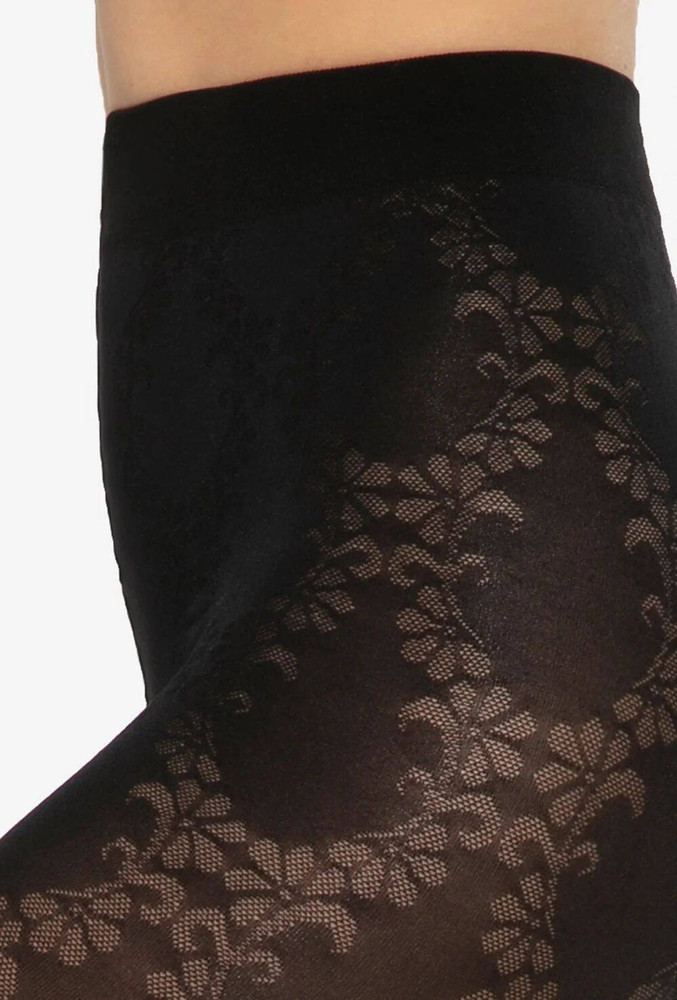 Rajstopy Floral W.01 50 Den - nero