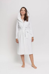 Szlafrok - z kapturem bawełniany plus size OH!ZUZA N&D R03 - śnieżna biel