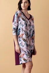 Sonnet luźna koszula nocna z rękawem 3/4 – merlot