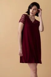 Poem koszula nocna z krótkim rękawkiem – czerwone wino