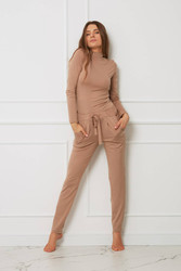 Spodnie - z kokardką plus size tencel OH!ZUZA N&D H25 - karmelowe