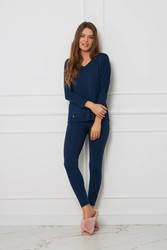 Komplet damski plus size z legginsami OH!ZUZA N&D H28 - granatowy