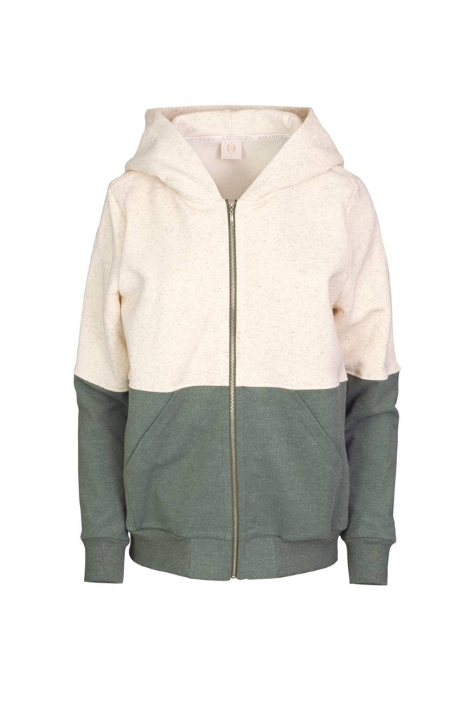 Bluza damska - organiczna bawełna OH!ZUZA N&D H03- kremowo/zielona