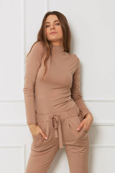 Spodnie - z kokardką plus size tencel OH!ZUZA N&D H25 - karmelowe