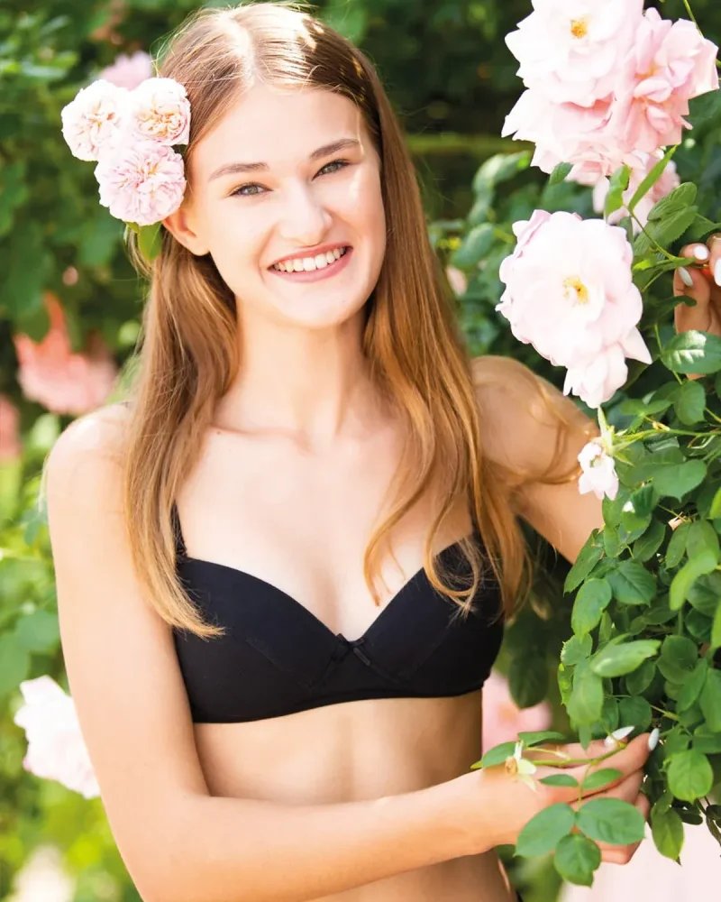 Key My First Bra TBC 024 bawełniany stanik dla nastolatek z odpinanymi ramiączkami - czarny
